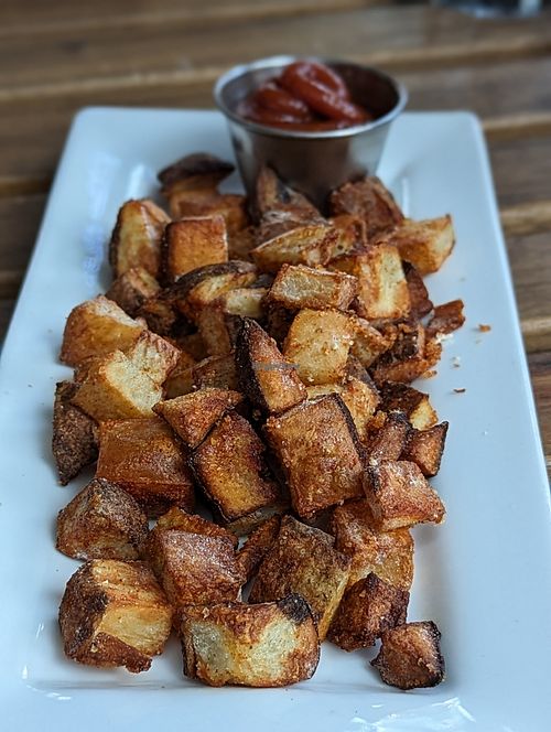 Home fries with curried ketchup at Finch & Pine in Seattle