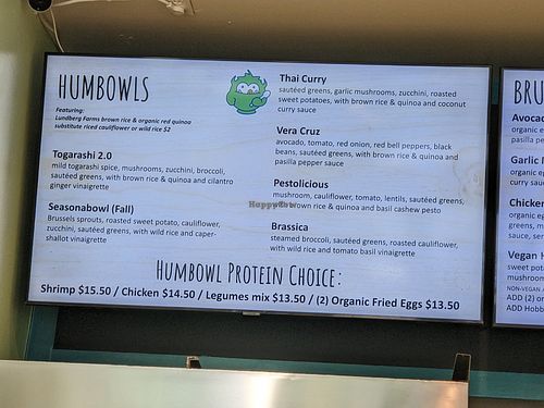 Menu board at Humbowl in Berkeley
