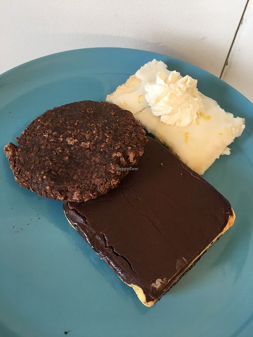 Lemon shortbread, haystack and nanaimo  bar(all vegan)  at The Griffin Takeaway in Saskatoon