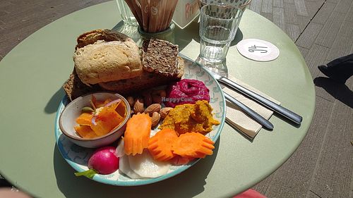 Vegan options from the brunch buffet at Drahtseilbähnli in St Gallen
