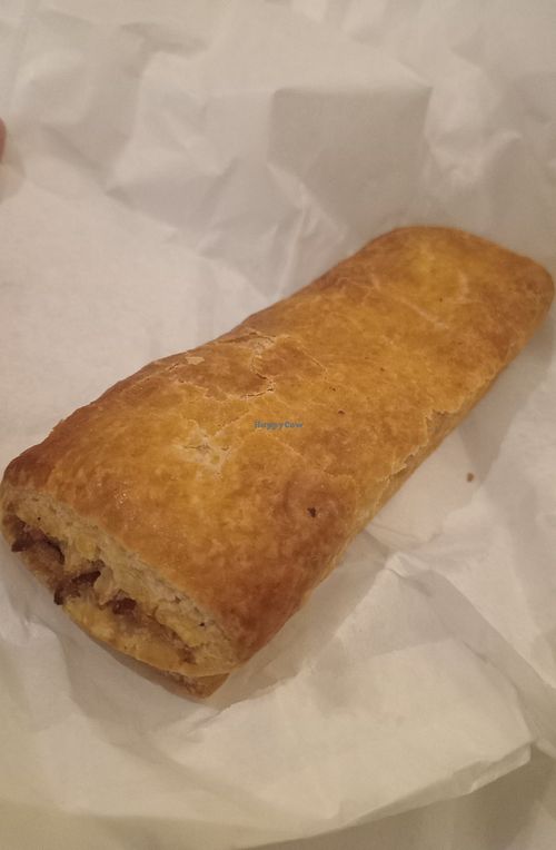 Vegan sausage roll at Bryson's Bakery in Kirkby Stephen