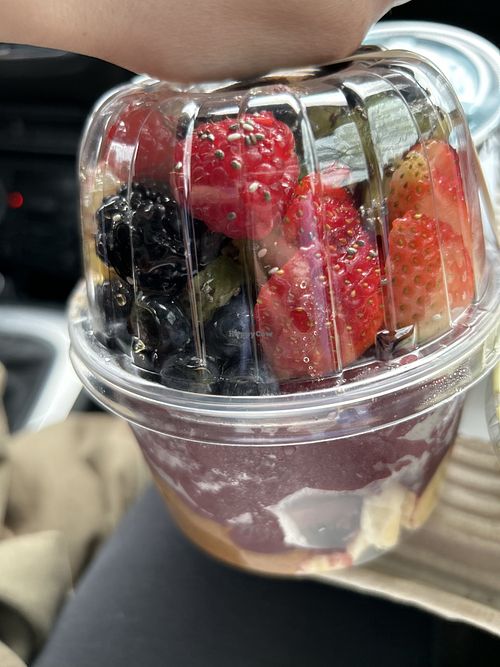 Açaí with almond butter   at Purple Flamingo in Bellmore