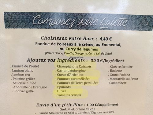 Vegan options at Comptoir de Mamie Bigoud in Amboise