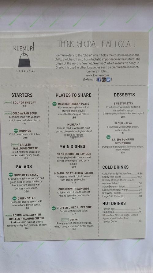 A part of the menu! at Loksandra Coffee in Istanbul