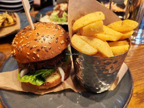 Mushroom burger and chips 🍔🍟 at The Duke Of Devonshire in Eastbourne