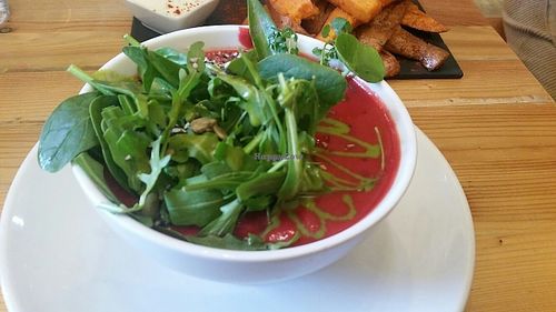 Soup of the day - beetroot at Wild Food Cafe in London