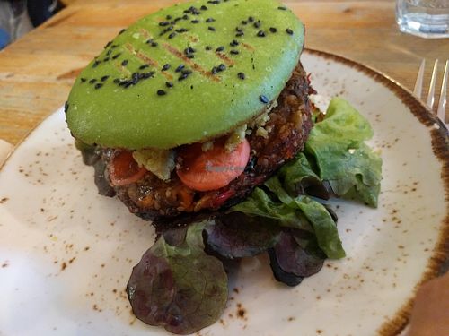 The Green Samurai Burger at Wild Food Cafe in London