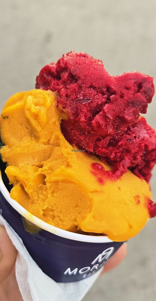 Onyx (at the bottem), mango and cherry at Moritz Eis in Budva