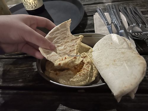 Pitta and hummus   at Kim's Kitchen in Manchester