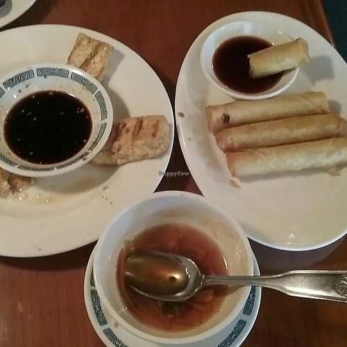 fried tofu, Hot & Sour soup, Spring roll YUMMY stuff  at Pure City in Pine Bush