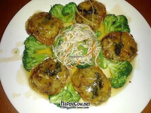 Green Jade, or kick ass Stuffed Mushrooms with Broccoli. at Pure City in Pine Bush