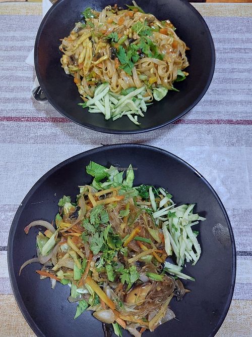 Vegan pad Thai, and ginger soy vermicelli noodles at Thai House in Ariana