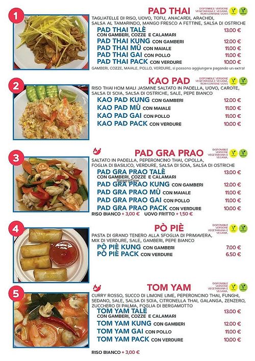 Una pagina del menù at PAD THAI THONG in Ravenna