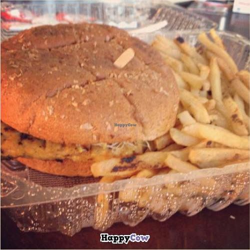 Tenpeh burger and air fries at The Flowering Tree in West Hollywood