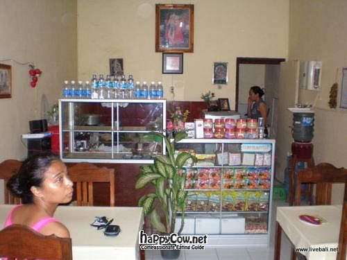 A view inside this small vegetarian warung...only got this before my battery died so it's not that helpful! at Krisna Javani in Amlapura