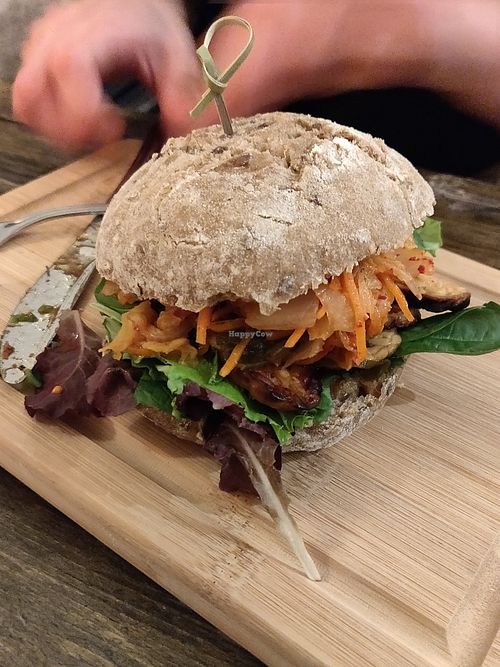 Tempe burger at SOIL Vegan Café - East in Amsterdam
