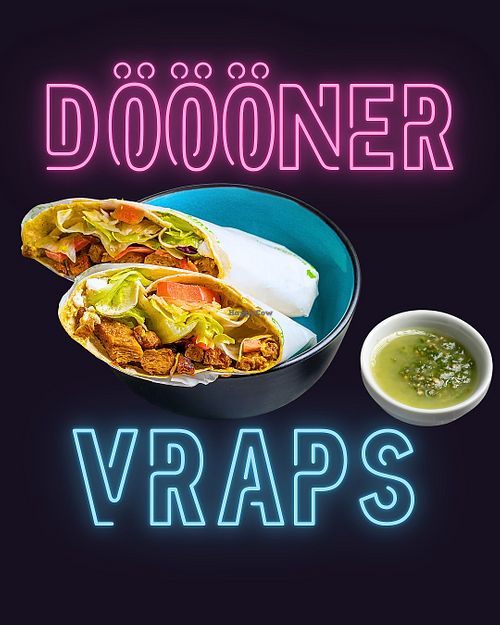 Choose, freed & vraped: 🐔LuckyFreedChikken or SoyaSaurusTex 🦕 + housemade sauces+krauts in your fav DööönerVraps 🌯✨ at tschüüüsch - Vriends & Cosy Comfort Food in Berlin