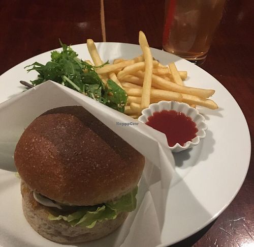 teriyaki burger set at Matsuontoko Cafe in Kyoto