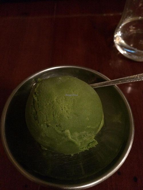 Green tea ice cream at Matsuontoko Cafe in Kyoto