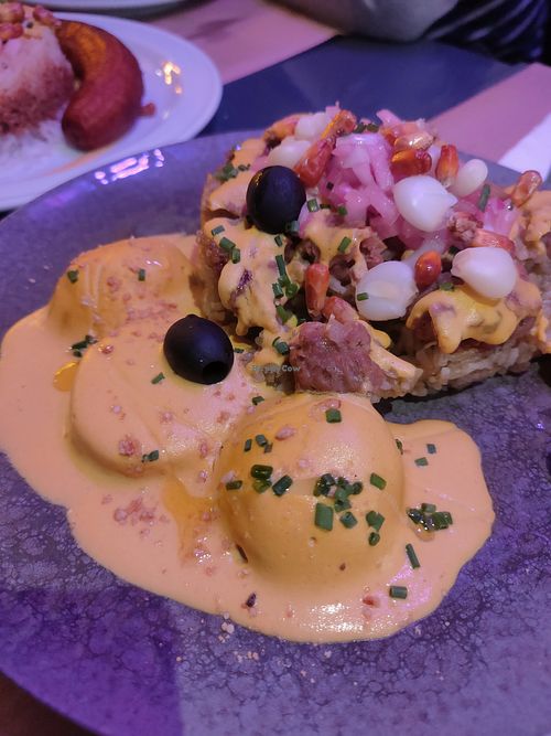 Arroz con Heura Huancaina at Los Andenes Vegan - Puerta de Toledo in Madrid