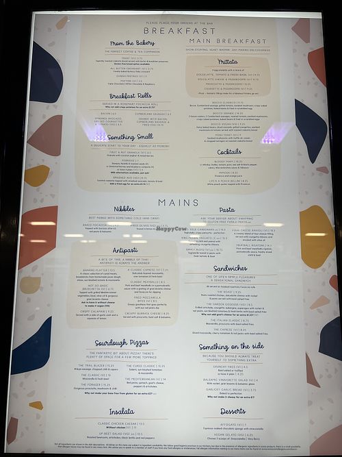 Full menu  at ABZ - Bocco in Aberdeen