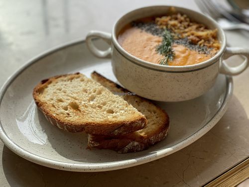 Vegan corn soup  at Atelier Creme Sofi in Antalya