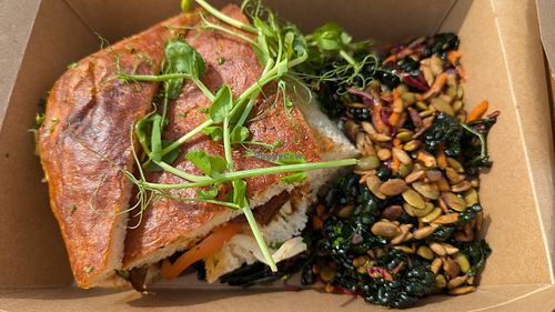 Smoked aubergine BLT with kale salad at Culture - Cafe & Deli in Inverness