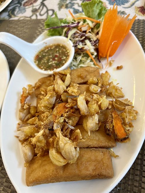 Vegan “fish” with turmeric   at Ruan Mae Lui Vegetarian เรือนแม่หลุยมังสวิรัติ in Bangkok