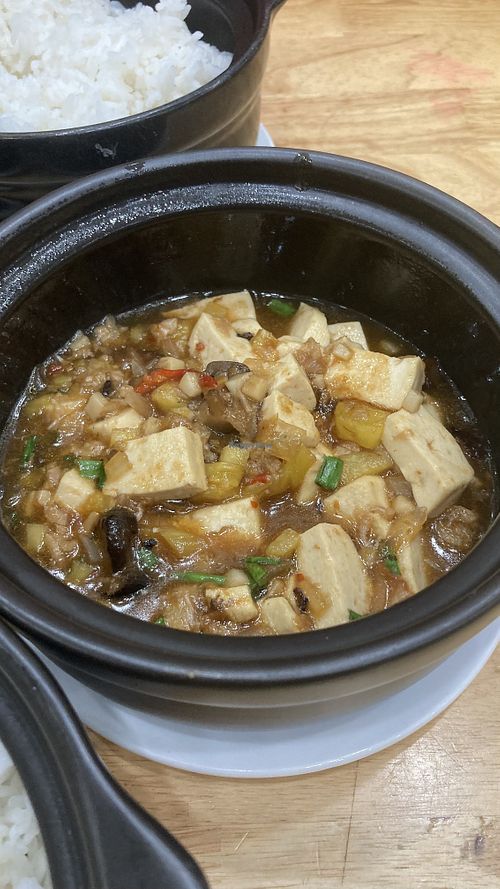 Sichuan tofu (rice separate)  at Nhà Hàng Chay Hoa Lư - Loving Hut in Ninh Binh