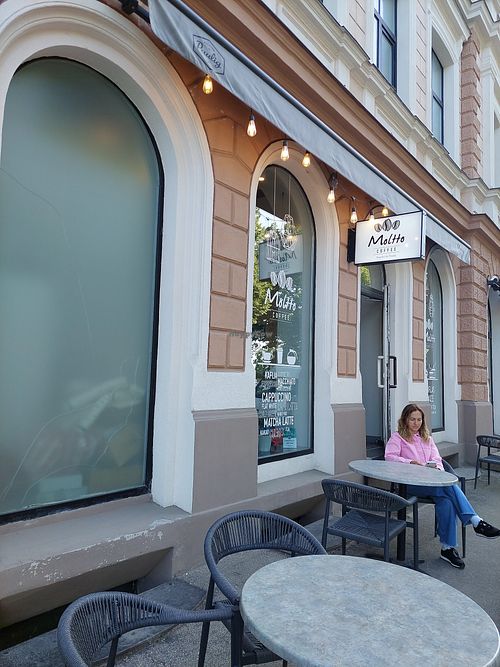 Outside at Moltto Coffee in Riga