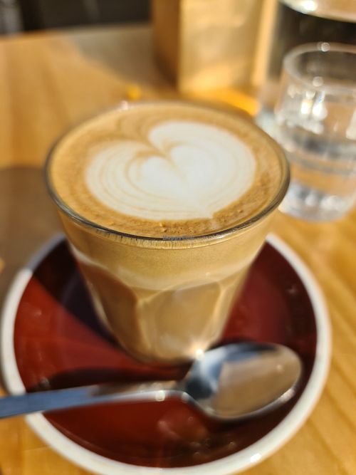 Almond latte at Migrant Coffee in West Footscray