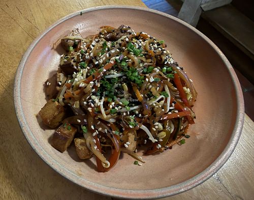 Stir-fried noodles at Real Vegetal in Medellin