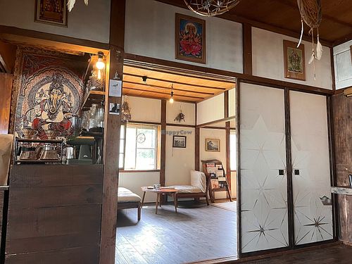 inside the cafe at Jiyuubokuminzoku Cafe in Aomori