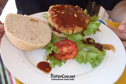 veggie burger at Asasse Pa Vegan Restaurant in Cape Coast