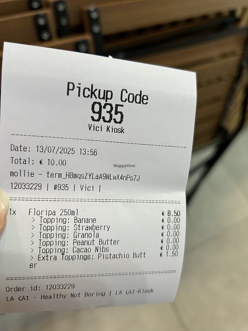 receipt  at La Çaí in Brussels