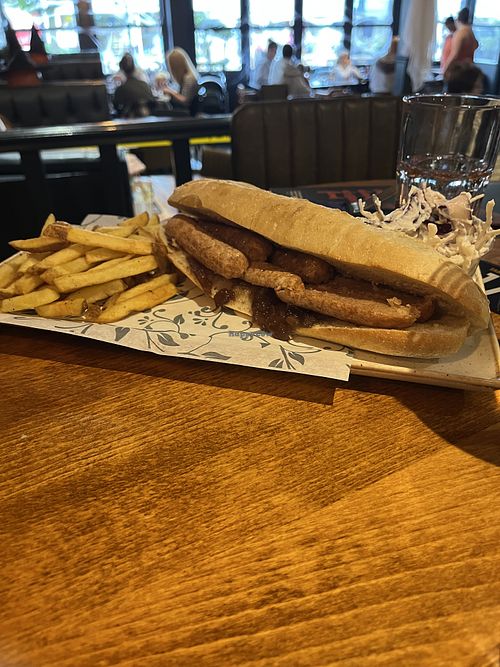 Sausage baguette  at Twelve Twenty in Newton Abbot
