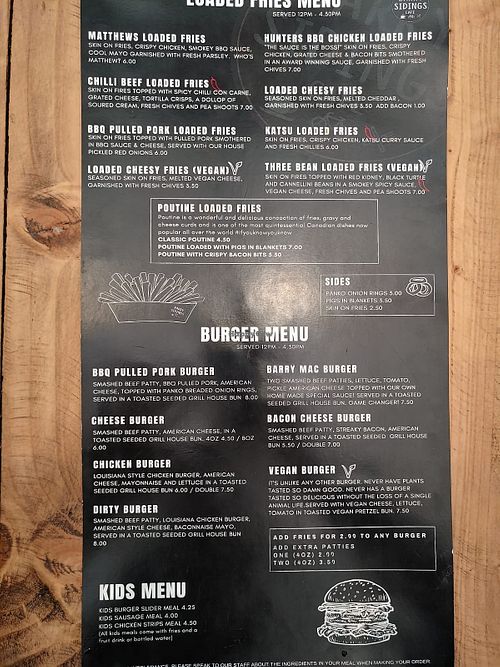 Menu at Barry Sidings Cafe in Pontypridd
