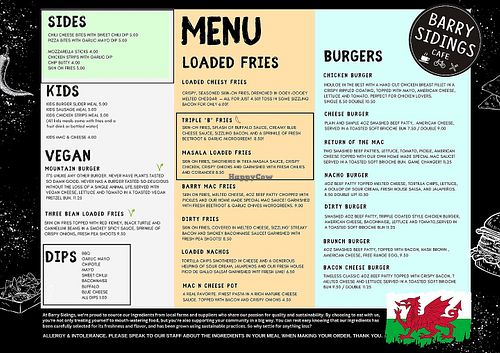 New Menu Oct 2024 at Barry Sidings Cafe in Pontypridd