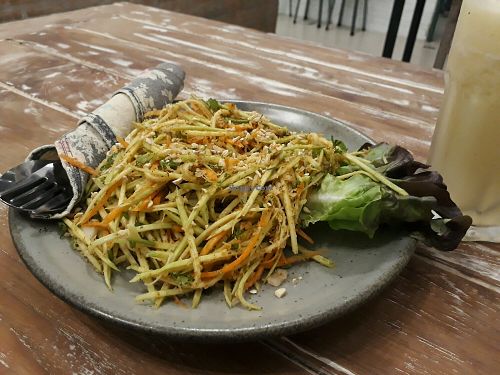 Delicious raw mango salad at Imm Aim Vegetarian and Bike Cafe in Chiang Mai