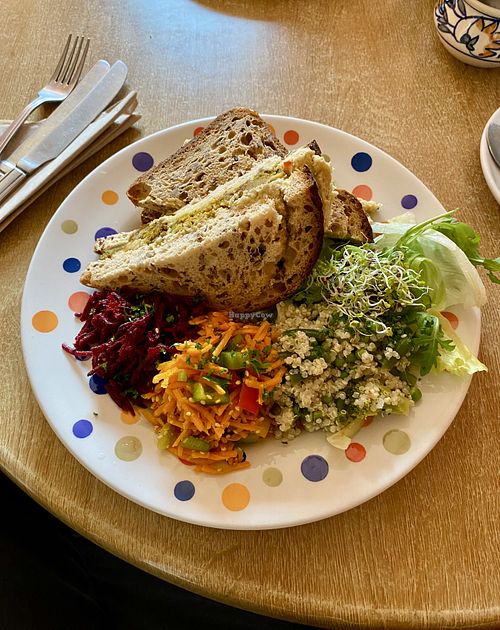 Falafel, humous and salad sandwich 💚  at Toucan Cafe in Minehead
