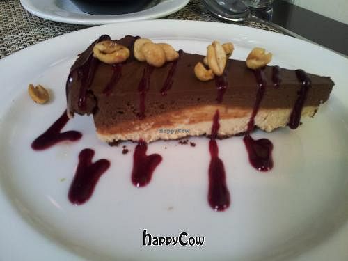 Creamy and delicious chocolate, peanut butter mousse pie at Candle Cafe West in New York City
