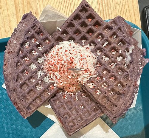 Ube waffle  at Grandmama's Waffles - Clinton St in Toronto