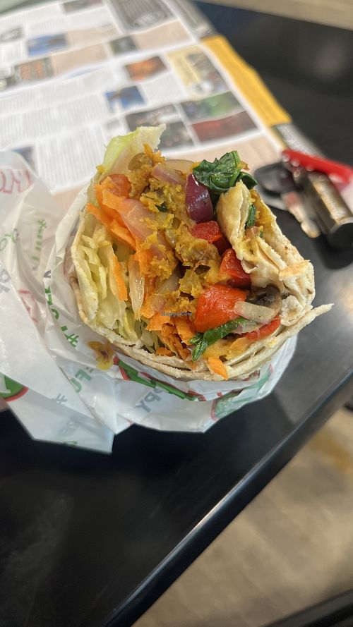 Burrito with lentil patty  at Pita Pit Nelson in Nelson