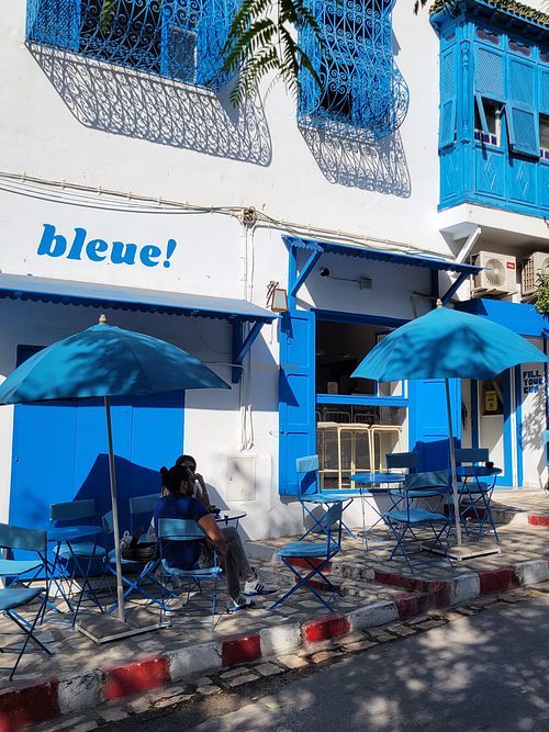 Outside at bleue! in Tunis