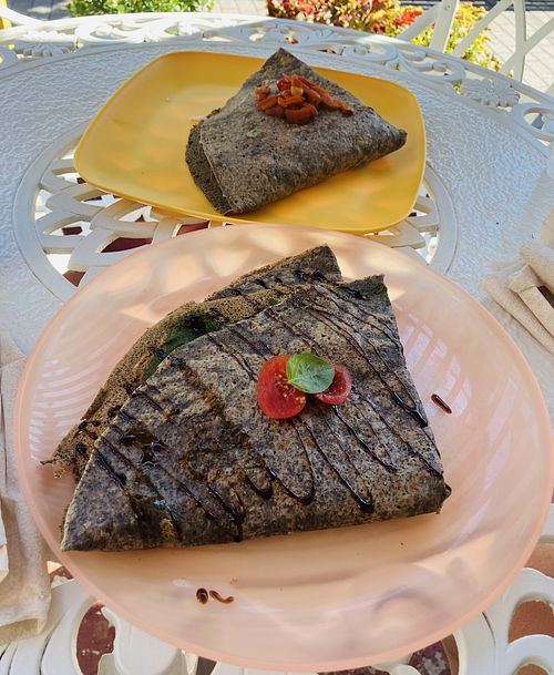 Vegan veggie delight & vegan caprese  at Cottage Creperie in Gettysburg