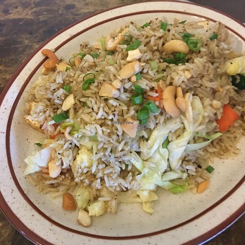 Vegan Pineapple fried rice with tofu at Thai House in Crescent City
