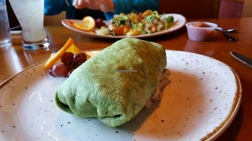 Giant veggie breakfast burrito and veggie scramble. at The Drift Inn in Yachats
