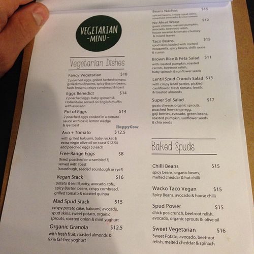 Vegetarian Menu at Mad Spuds in Surry Hills