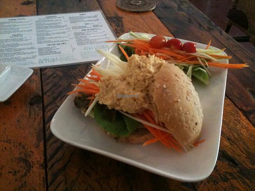 Delicious hummus burger at Artillery Arts Cafe in Phnom Penh