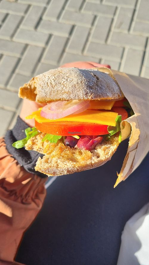 Vegan sandwich at Street food bar Groshe in Bansko